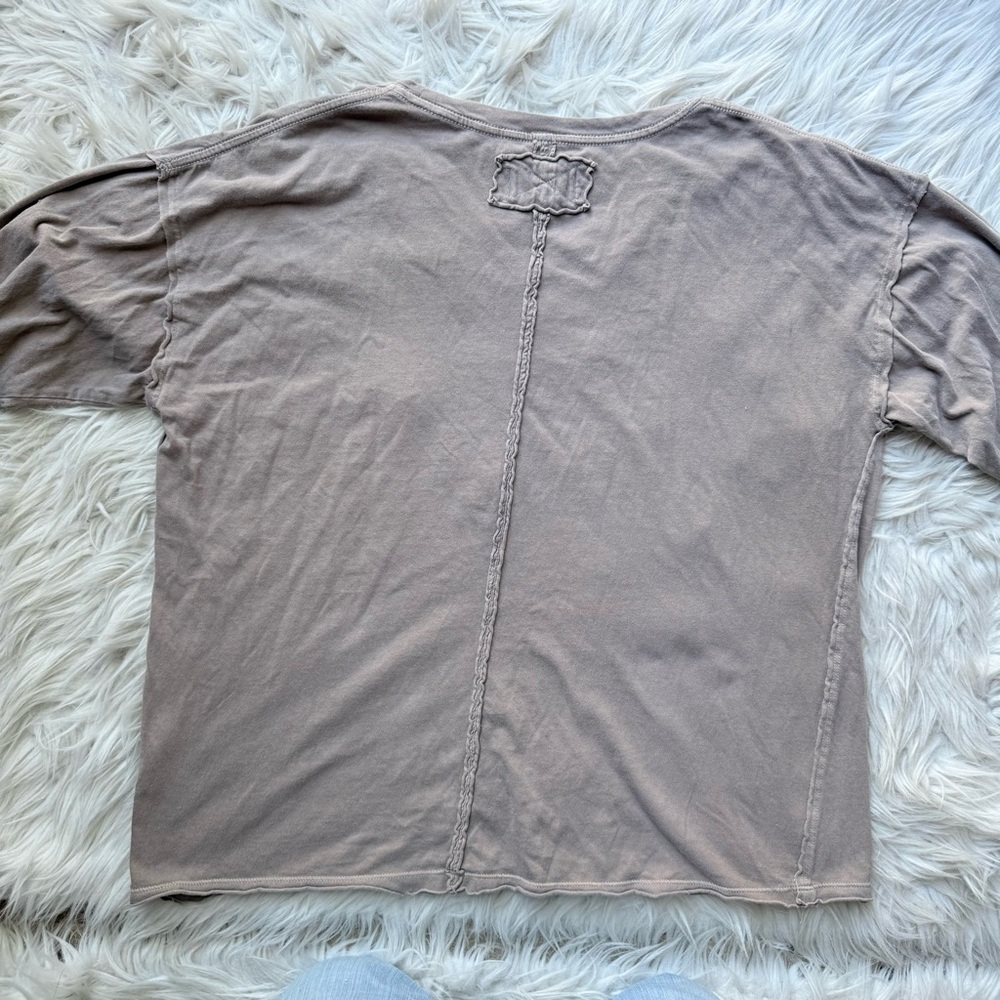 Free People We The Free Nina Long Sleeve Tee Stone Tan Gray XS - Picture 8 of 12